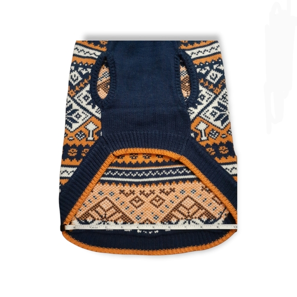 Pet sweater Orange Orange Navy white sz Med Nwtgs Dog shirt - Picture 8 of 11